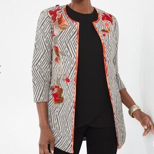 Chico's Black and White Blazer with Red Accents
